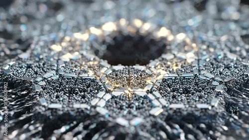 Futuristic Nanotechnology Structure Assembling with Glowing Energy.