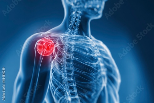 3D rendering of painful human shoulder joint