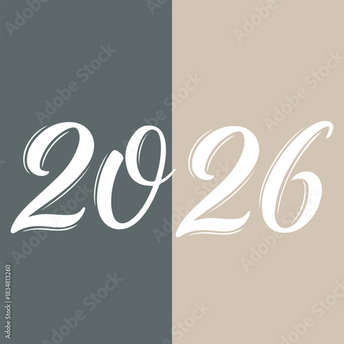 Happy New Year 2026 This minimalist graphic is perfect for New Year themes, calendars, posters, greeting cards, branding, social media posts, and promotional materials related to the year 2026.
