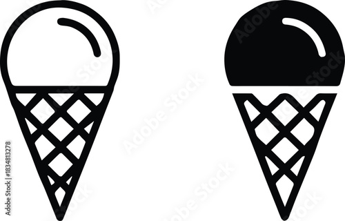 icecream cone vector illustration outline and solid badge