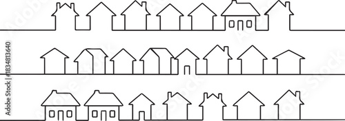 house row icons neighborhood outline editable stroke vector
