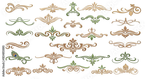 Set of hand drawn decorative borders and dividers. Elegant calligraphic lines, vintage flourishes and ornamental swirls for page decoration, wedding invitations or web design