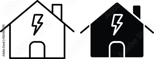 Electric Power Energy Smart Home Icon Design Set Vector Silhouette and Pictogram..eps