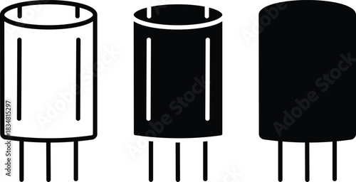 Cylindrical Electronic Component Capacitor Device Circuit Board Icon Vector Silhouette and Pictogram..eps