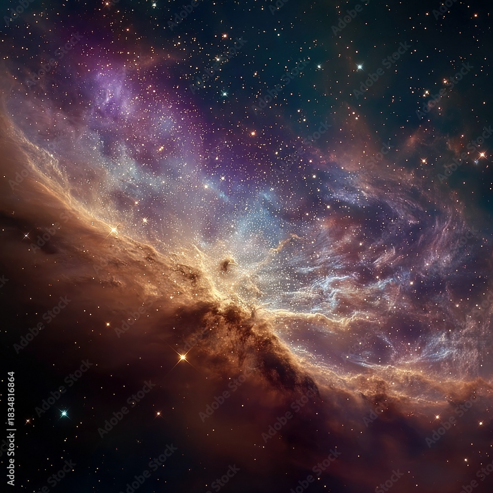 Fototapeta premium Nebula Clouds Illuminated by Stars in Deep Space