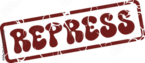 Distressed REPRESS wordmark stamp for documentation requiring action or status update