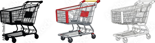 shopping cart trio suitable for retail business concepts