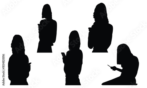 Women With Mobile Phone Silhouette Collection