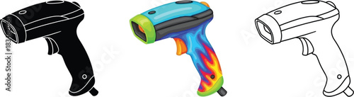 Colorful water gun toy black, colorful and white trio
