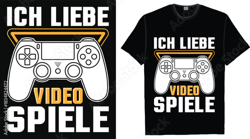 I Love Video Games T-Shirt Design - Gaming Controller Graphic