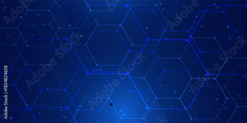 Abstract dot hexagon  blue pattern gradient texture  technology background.eps10