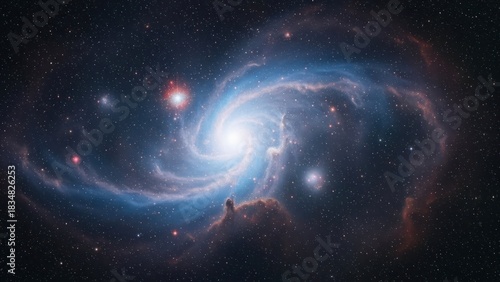 Wallpaper Mural A vibrant galaxy swirls with cosmic dust and stars against a dark, star-filled backdrop Torontodigital.ca