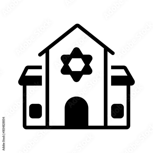 Vector solid black icon for Synagogue
