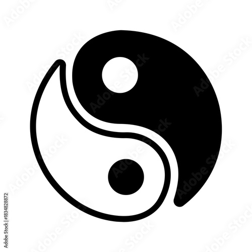 Vector solid black icon for Yin yang
