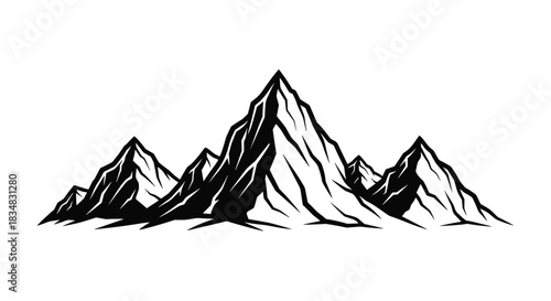 mountain, peak, range, nature, landscape, silhouette, graphic, alpine, rugged, elevation,