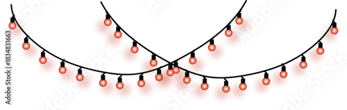 Elegant overhead string of lights vector illustration, ideal for festive celebrations, creating a warm, inviting ambiance for any event