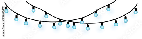 Vibrant string of glowing blue decorative lights for festive holiday celebrations and charming event ambiance