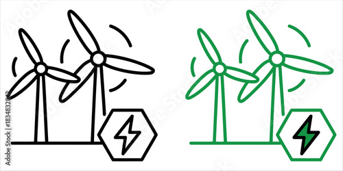 Clean energy future with vibrant wind turbines generating power, sustainability in action for a greener planet and eco friendly solutions, renewable energy.