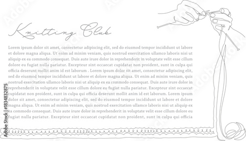 Hands knitting with needles, Knit, One stroke, Text space, PowerPoint 16:9