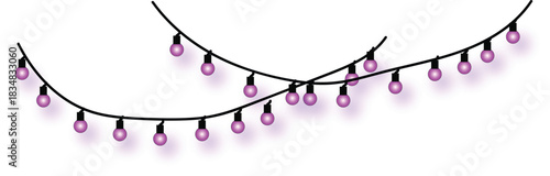 String lights with small pink bulbs casting a soft purple glow, ideal for festive decorations and ambient lighting for events