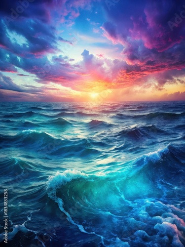 A vibrant splash of ocean hues