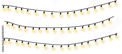 Sparkling String Lights A Festive Garland for Celebrations, Parties, and Holiday Decor with Warm, Glowing Bulbs on Black Wire