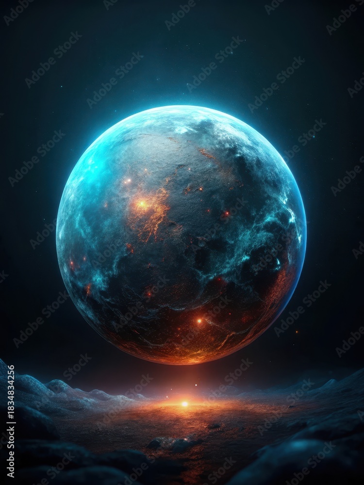 Obraz premium Here is the expanded metadata for the INPUT CONCEPT A glowing orb of eerie intensity stares back from the darkness
