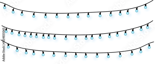 Vector String Lights Illustration Festive Blue Bulbs for Celebrations, Parties and Seasonal Greetings or Decorative Backdrops