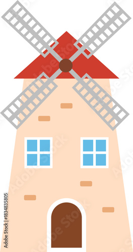 Cute Windmill Cartoon Illustration