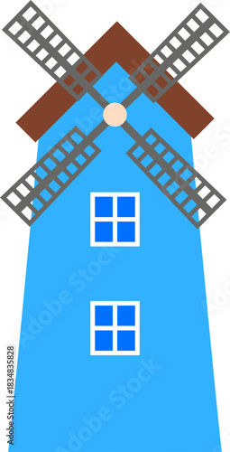 Cute Windmill Cartoon Illustration