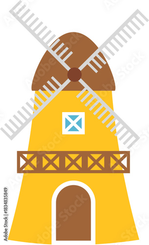 Cute Windmill Cartoon Illustration