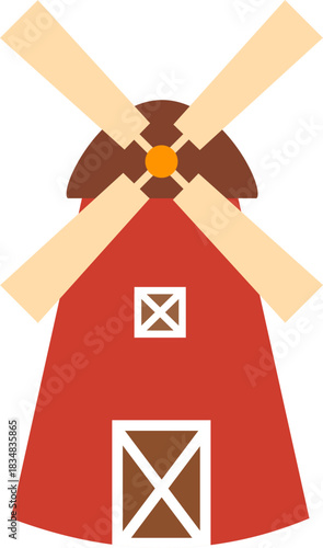 Cute Windmill Cartoon Illustration