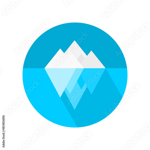 Iceberg or ice mountain on circle icon flat vector design