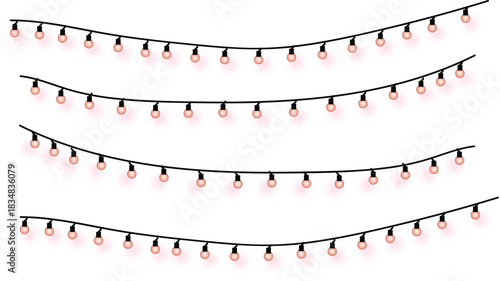 Light string festoon illuminated decorative lamp, festive glow vector illustration that has bright, soft light, suitable for parties, celebrations, and decorating