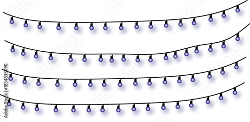 Brightly illuminating decorative purple string lights gracefully draped for festive celebrations and elegant event decor