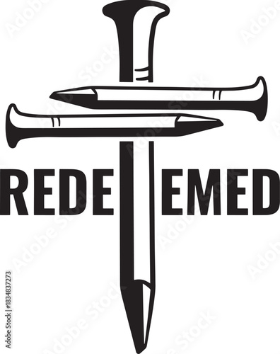 Redeemed christian cross design made of three nails