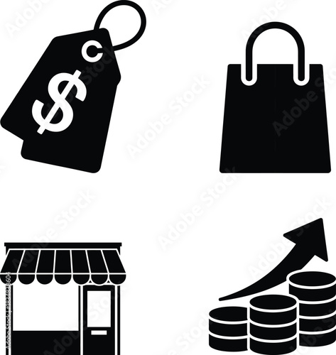 E-commerce and shopping icons set for online retail business growth