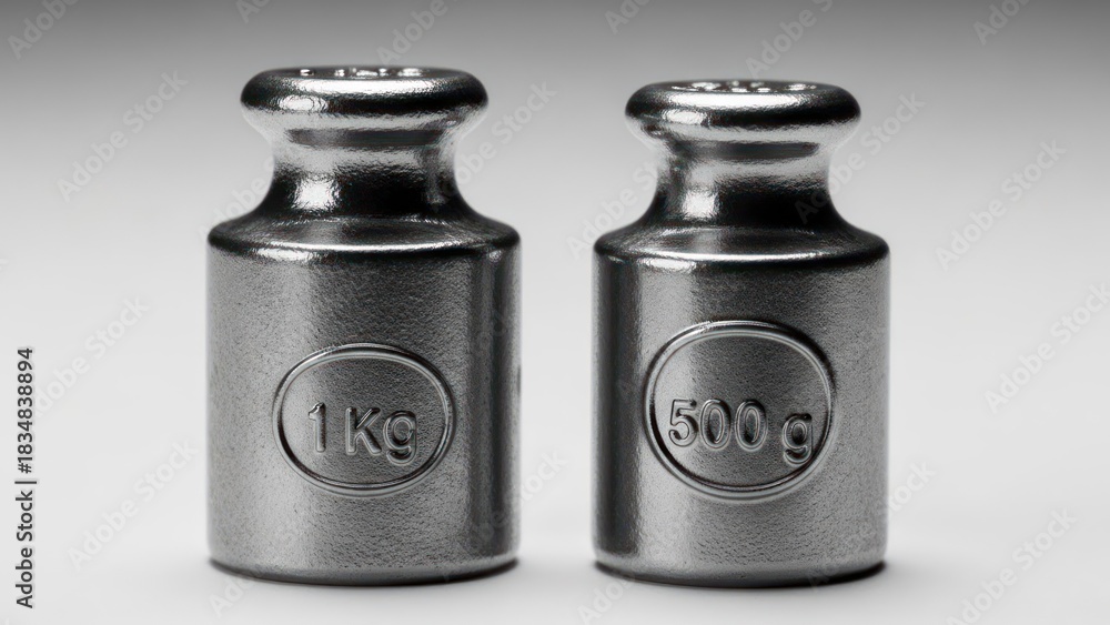 Obraz premium Two metal weights, one marked