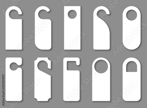 Door hanger icon set collection in flat style. Do not disturb card vector illustration on isolated background. Hotel room sign business concept.