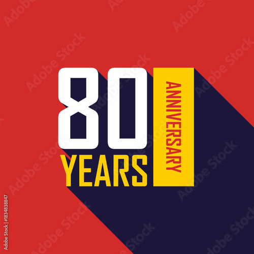 80th years anniversary celebration emblem icon in flat style. Special celebration day vector illustration on isolated background. Annual ceremony sign business concept.