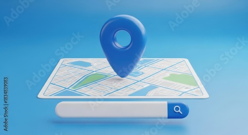 Wallpaper Mural 3d map location pin above search bar on blue background Torontodigital.ca
