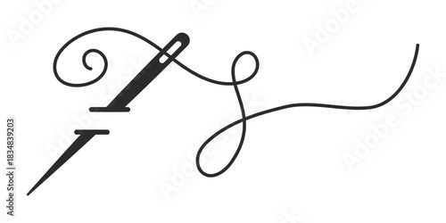 Sewing needle icon in flat style. Tailoring vector illustration on isolated background. Needlework sign business concept.