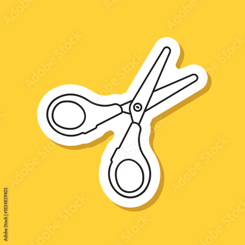 Scissor sticker icon in flat style. Cutting hair equipment vector illustration on isolated background. Hairdressing sign business concept.