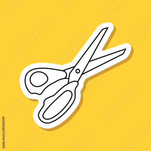 Scissor sticker icon in flat style. Cutting hair equipment vector illustration on isolated background. Hairdressing sign business concept.