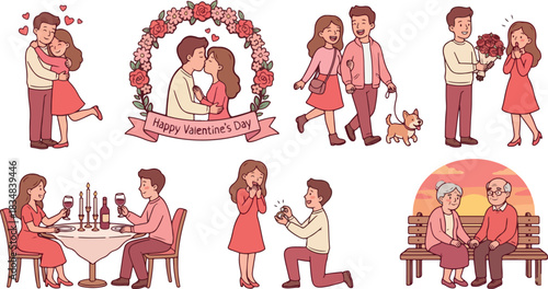 Romantic Relationship Milestones and Love Story Scenes Collection