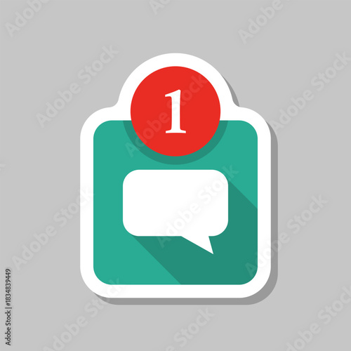 New message sticker icon in flat style. Incoming inbox email vector illustration on isolated background. Bubble notification sign business concept.