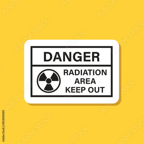 Radioactive material sticker icon in flat style. Radiation danger vector illustration on isolated background. Caution sign business concept.