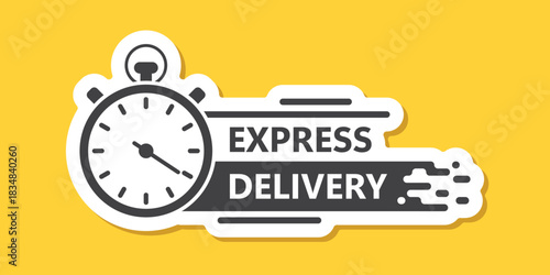 Express delivery sticker icon in flat style. Fast shipping vector illustration on isolated background. Commercial service sign business concept.