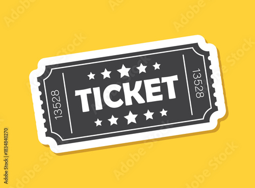 Ticket sticker icon in flat style. Coupon vector illustration on isolated background. Admit one sign business concept.