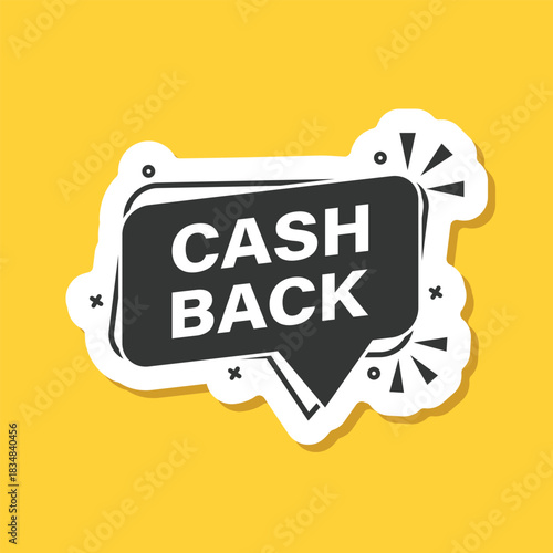 Cashback sticker icon in flat style. Money back label vector illustration on isolated background. Cash back poster sign business concept.